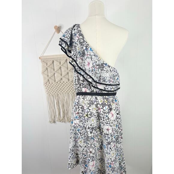 Likely Contour Daisy One Shoulder Ruffle Dress Size 12 White - Picture 6 of 9